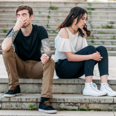 Couple growing apart in their marriage