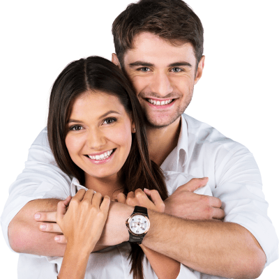 Happy couple in a relationship smiling